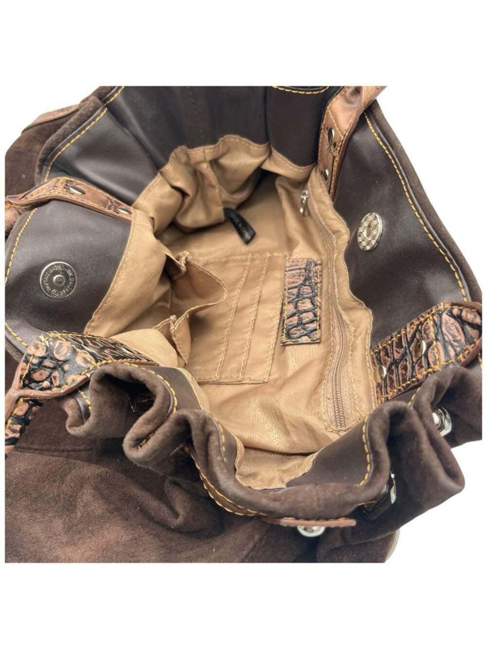 Gun Tote’n Mamas Adjustable Concealed Carry Brown Leather Suede Purse - Picture 6 of 16